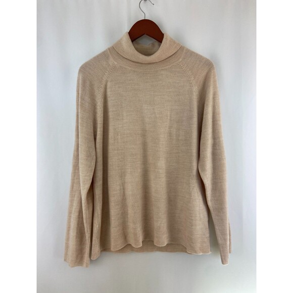 Karen Scott Women’s XXL Turtleneck Sweater Beige Lightweight Tan Soft Basic Work - Picture 1 of 8